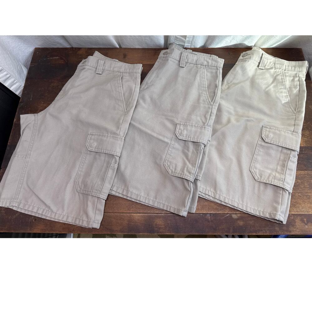 Dickies Workwear Cargo Shorts Cotton Blend Khaki Set of 3 Men's Size 34 x 12"